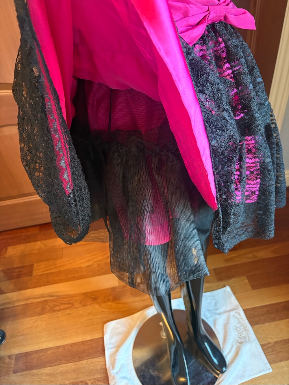 Vintage Betsey Johnson Evening Black Lace Pink Party Dress - Picture 3 of 5